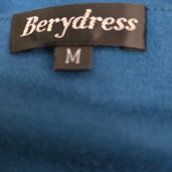 Women's Berydress Cyan Adjustable Straps Button Front A-Line Summer Dress Size M - Picture 5 of 7